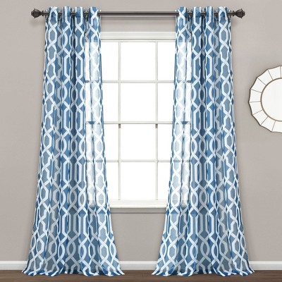 50x18 Valerie Jacquard Room Darkening Window Curtain Panel With Beads  Navy : Target