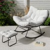 Outdoor Papasan Rocking Chair with Footrest, Oversized Lounge Chair with Ottoman and Sturdy Metal Frame, Patio Rattan Egg Rocker for Balcony - 2 of 4