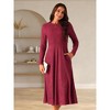 INSPIRE CHIC Women's Long Sleeve Round Neck Casual Stretchy A-Line Midi Dress - 4 of 4