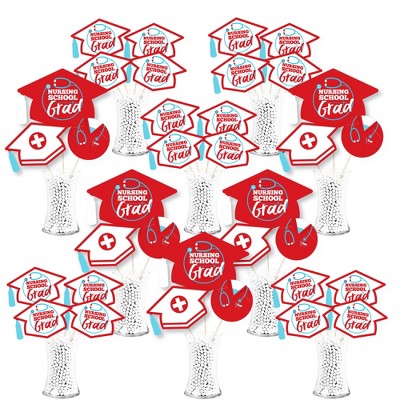 Big Dot of Happiness Nurse Graduation - Medical Nursing Graduation Party Centerpiece Sticks - Showstopper Table Toppers - 35 Pieces