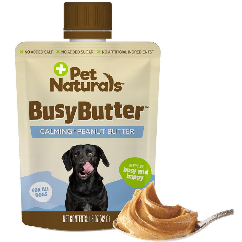 Pet Naturals BusyButter Easy Squeeze Calming Peanut Butter for Dogs, 6 Pouches - Great for Treats, Training, Calming, and Occupier Toys - No Added, 1 of 4