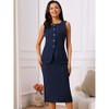 INSPIRE CHIC Women's Work Button Down Sleeveless Vest Blazer and Pencil Skirt Suit Set 2 Pcs - 4 of 4