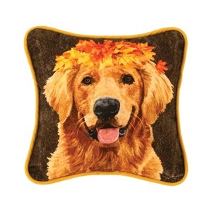 C&F Home 8" x 8" Golden Lab Retriever Dog with Leave Crown Printed Small Petite Accent Throw Pillow - 1 of 4