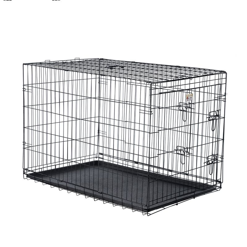 Pet Adobe Portable Double Door Folding Crate for Dogs - 42" x 27", Black, 5 of 9