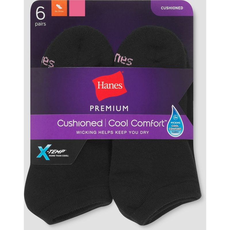 Hanes Premium Women's 6pk Cushioned No Show Socks - 5-9, 3 of 4