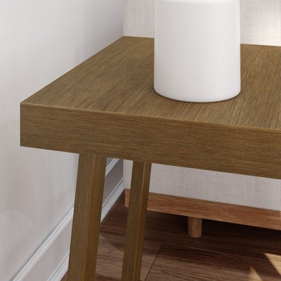 Pecan Wirebrush Solid Pine Wood Square Side Table