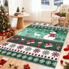 8'x10' Christmas Area Rug for Living Room, Washable Non Slip Snowman Snowflake Bedroom Rugs, Winter Holiday Home Decor Rug for Nursery Room, Green - 3 of 4