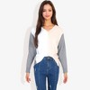 Anna-Kaci Women's V-Neck Patchwork Multicolor One Shoulder Sweater for Casual Looks - 3 of 4