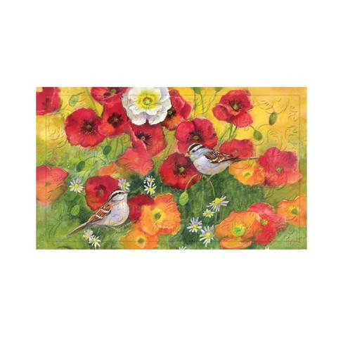 Evergreen Poppy Fields Embossed Indoor Outdoor Doormat 1'6x2'6 Red :  Target