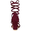Allegra K Women's Faux Velvet Open Toe Strappy Lace-Up Chunky Heel Sandals - 3 of 4