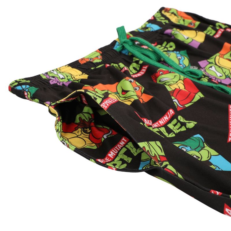 Teenage Mutant Ninja Turtles Character Squares Men's Black Sleep Pajama Pants, 3 of 4