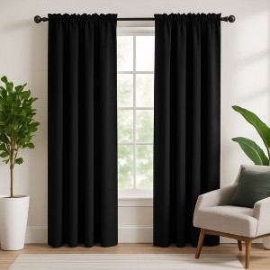 Deconovo-SolidBlackout-RodCurtains-2Panels - 1 of 4