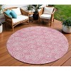 Pink And Ivory Geometric Washable Indoor Outdoor Area Rug - 2 of 4