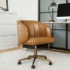 Eugene Mid-century Modern Ergonomic Office Chair with High-quality and Easy to Clean Vegan Leather | ARTFUL LIVING DESIGN-CAMEL - 2 of 4