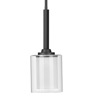 Progress Lighting Kene 1-Light Mini-Pendant, Graphite, Etched Glass Shade - 1 of 3