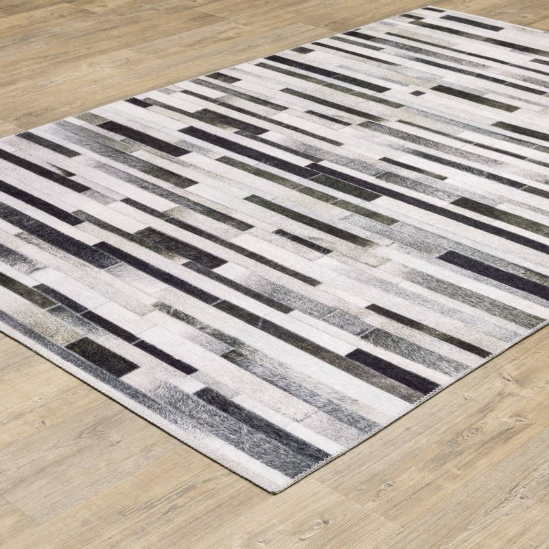 Marcel Geometric Layered Blocks Animal Print Area Rug Gray/Charcoal - Captiv8e Designs, 4 of 12