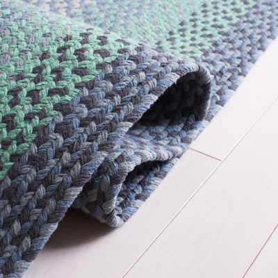 Handwoven Gray Cotton 6' Square Braided Reversible Rug