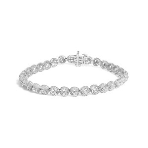 Haus of Brilliance Silver 1.0 Cttw Diamond Miracle-Plate Open Quatrefoil Flower Circle Bracelet - 1 of 4