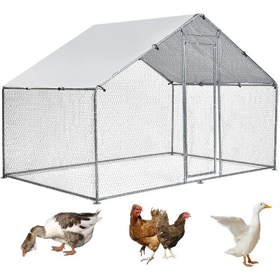 Large Chicken Coop, Metal Chicken Run for Yard with Waterproof and Anti-Uv Cover, Walk in Fence Cage for Outdoor Farm Use