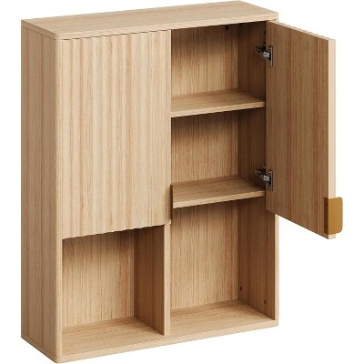 Fluted Bathroom Wall Cabinet, 23"x29" Over Toilet Storage Cabinet with Adjustable Shelf, Modern Wooden Medicine Cabinet, Soft-Close Hinges