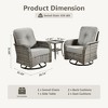 XIZZI Patio Furniture Sets Designed for Outdoor Relaxation, Comfy 3.5-Inch Cushions & 360° Swivel Action for Extra Comfort, 3 Pcs/Set, Dark Gray - 3 of 4