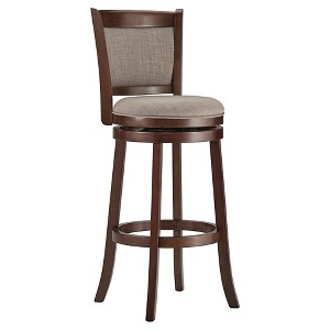 Inspire Q 29" Piacenza Swivel Barstool Smoke: Upholstered Linen Seat, Metal Legs, Fixed Height - 1 of 4