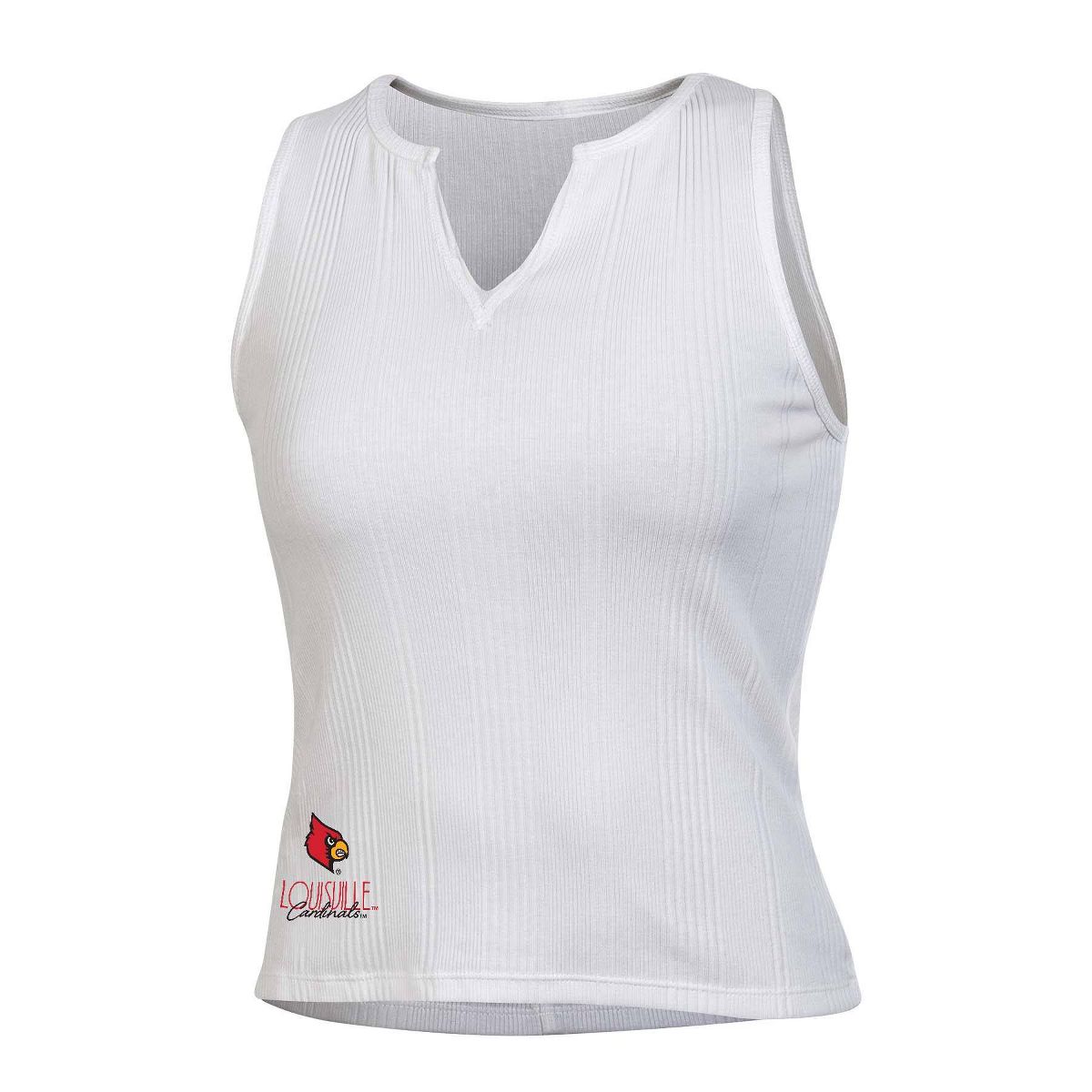 NCAA Louisville Cardinals Women's White Ribbed Tank Top