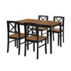Eco-Friendly Solid Wood Dining Set for 4-6 | Brown Table + Black Metal Legs | Sustainable Kitchen & Restaurant Furniture - 2 of 4