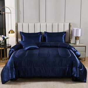 Luxury Satin Comforter Set Bed in a Bag – Silky All Season Bedding with Sheets, Pillowcases & Cushion Cover - 1 of 4