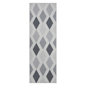 Coucheta Washable Living Room Rug, Checkered Diamond Rug Non-Slip Modern Neutral Geometric Plaid Rugs for Bedroom, Low Pile Area Rug - 1 of 4