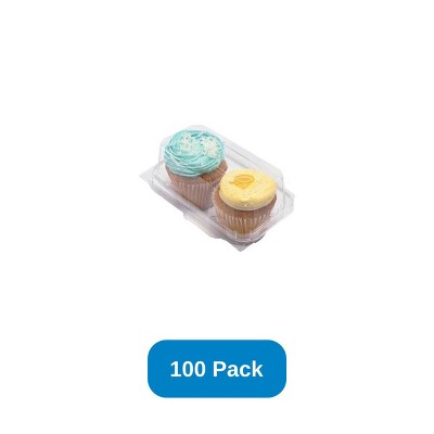 Good Natured Products 3" Clear Compostable Cupcake & Muffin Container 2 - Pack Made in USA - Case of 100
