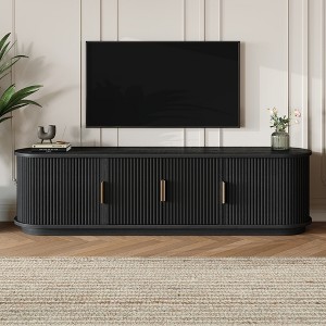 TV Stand for TVs up to 75", TV Console Media Console TV Cabinet Media Entertainment Center with Adjustable Shelves & Sliding Door - ModernLuxe - 1 of 4