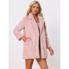 Allegra K Women's Lapel Collar Faux Fur Fuzzy Winter Long Overcoat with Pockets - 3 of 4