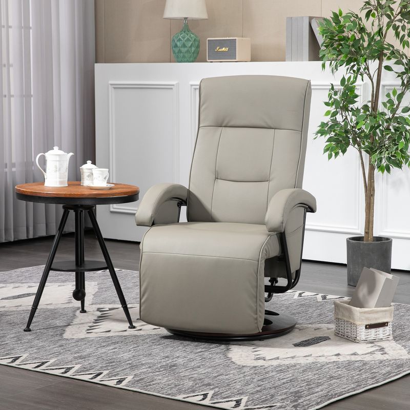 HOMCOM Recliner Chair with Footrest, PU Leather Swivel High Back Armchair, 135° Adjustable Backrest Thick Foam Padding, 2 of 7