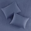 3 Pcs Stripe Stitch Reversible Quilt Set, Hotel Collection Style Solid Color Bed Blanket, Cooling Touch Cotton Filling Bedding with Matching Shams - 3 of 4