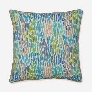 25" Make It Rain Outdoor Floor Pillow Cerulean Blue - Pillow Perfect: Weather-Resistant, Indoor Use - 1 of 4