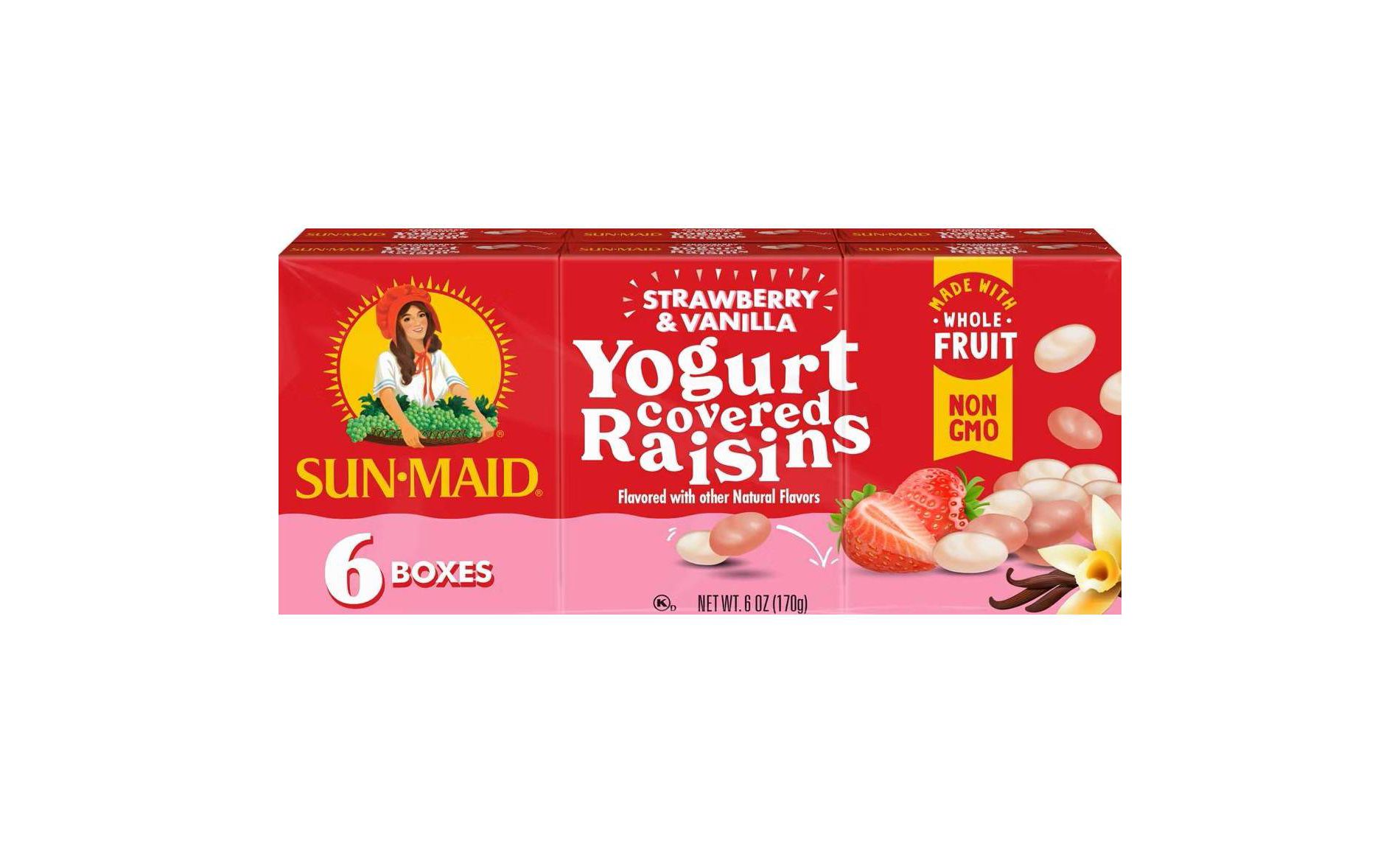 Sun-Maid Strawberry and Vanilla Yogurt Covered Raisins Multipack - 6oz/6ct