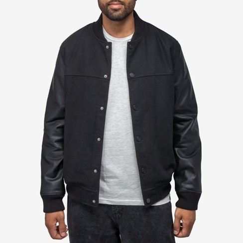 X Ray Men's Wool Varsity Bomber Jacket With Grainy Pu Sleeves : Target