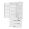 Okak Farmhouse Pantry Cabinet, Freestanding Tall Cabinet with 3 Adjustable Shelves, 8 Door Shelves, 3 Drawers, Storage Cabinet for Kitchen, White - 4 of 4