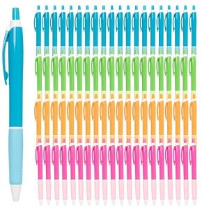Simply Genius 100 pack Office Pens, Retractable Ballpoint Pens in Black Ink for Schools, Notebooks, Journals (Assorted Colors, 100pcs) - 1 of 4