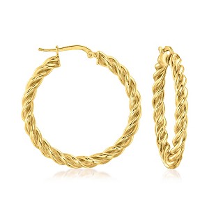 Ross-Simons Italian 18kt Gold Over Sterling Medium Twisted Hoop Earrings - 1 of 4