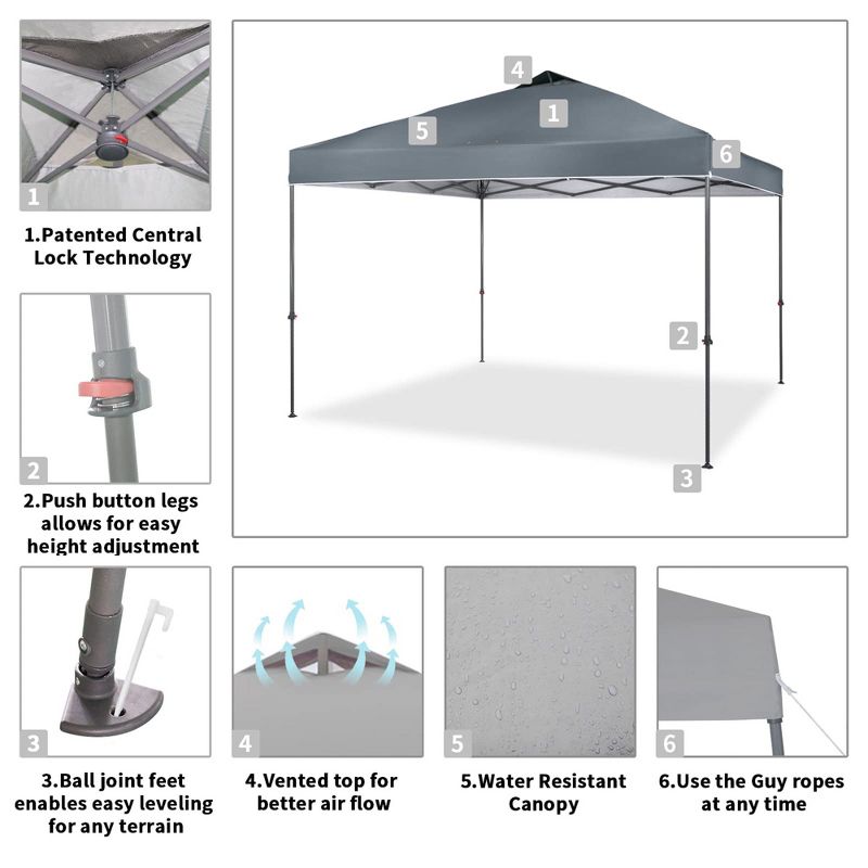 Crown Shades Top Instant Pop Up Canopy w/Carry Bag, 4 of 10