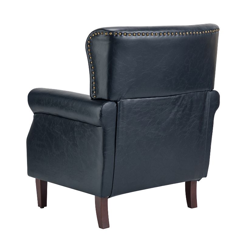 Enzo Comfy Traditional Vegan Leather Armchair with Rolled Arms | KARAT HOME, 4 of 11