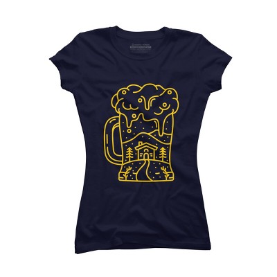 Junior's Design By Humans Christmas Beer By VEKTORKITA T-Shirt