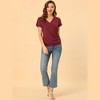 INSPIRE CHIC Women's Wrap V Neck Short Sleeve Button Decor Ruched Blouses - 2 of 4