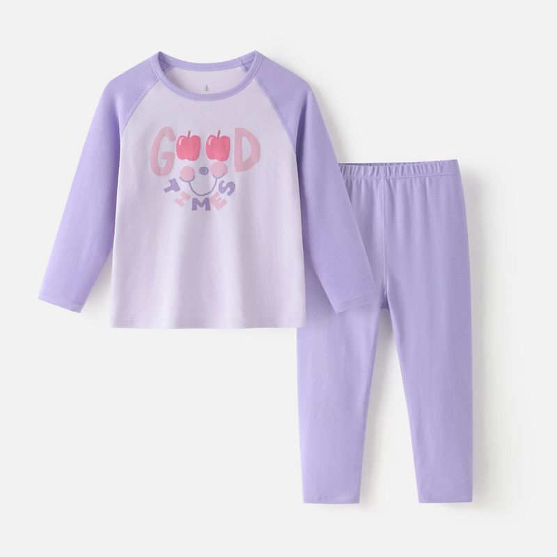 Girls' 2pc Long Sleeve Thermal Pajama Set - Purple Purple 100cm (2yr-3yr)
