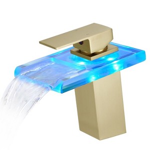 Kumasinova Bathroom Sink Faucet with 3-Color LED Light,Hot/Cold Water Mixer Single Handle Faucet,Brass Material,Standard 2 Supply Lines - 1 of 4