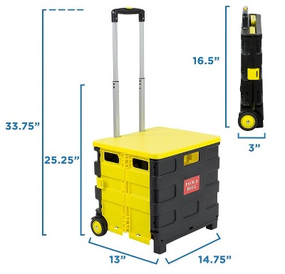 Yellow and Black Mobile Folding Utility Cart with Aluminum Handle