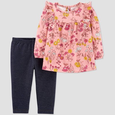 Image of Baby Girls' 2pc Floral Top & Bottom Set - Just One You® made by carter's Pink 3M