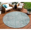 Teal Blue And Ivory Geometric Washable Indoor Outdoor Area Rug - 2 of 4